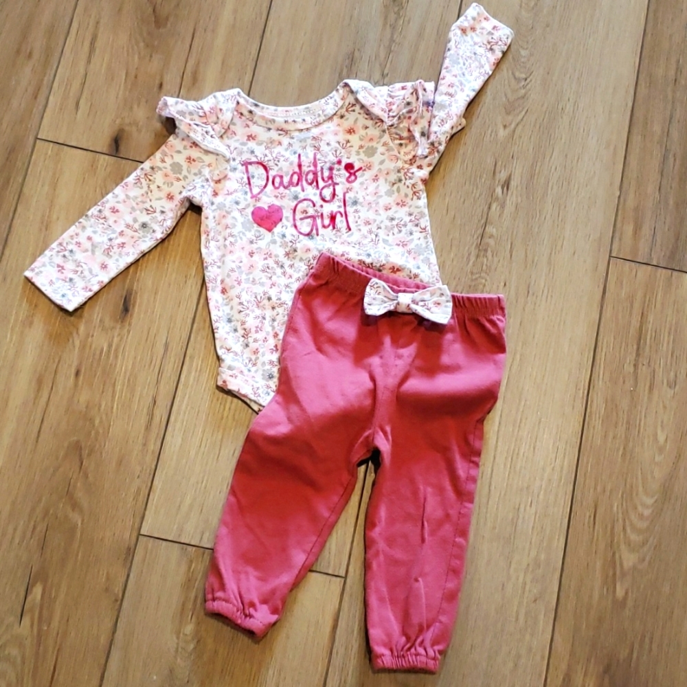 3/$15 Baby Essentials Baby Girl "Daddy's Girl" Onesie and Matching Pants Set, 6M